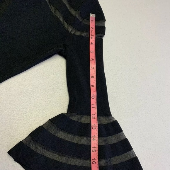 ELIZA J Bell Sleeve W/Mesh inserts Black PM Dress - Picture 6 of 8